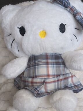 Hello Kitty White Plush with Blue and Red Plaid Dress